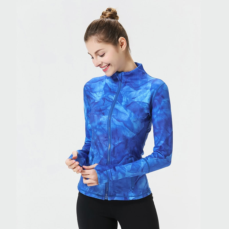 Women's Thumb Jackets 2019 New Long Sleeve Running Coat Yoga Gym Fitness Tight Tops Quick-Dry Breathable Sports Jacket Women