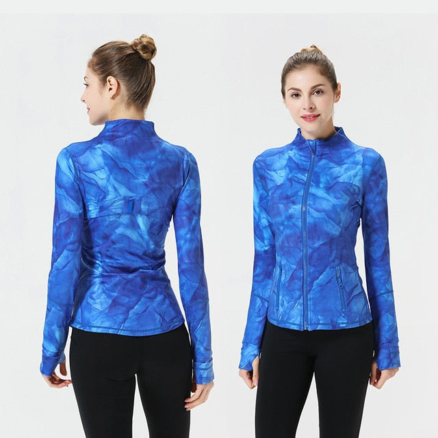 Women's Thumb Jackets 2019 New Long Sleeve Running Coat Yoga Gym Fitness Tight Tops Quick-Dry Breathable Sports Jacket Women