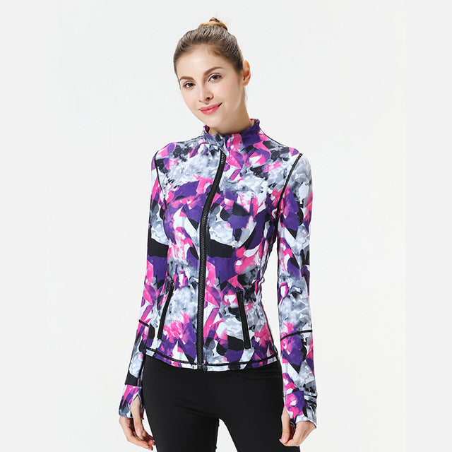 Women's Thumb Jackets 2019 New Long Sleeve Running Coat Yoga Gym Fitness Tight Tops Quick-Dry Breathable Sports Jacket Women