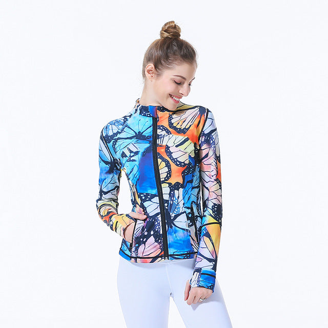 Women's Thumb Jackets 2019 New Long Sleeve Running Coat Yoga Gym Fitness Tight Tops Quick-Dry Breathable Sports Jacket Women