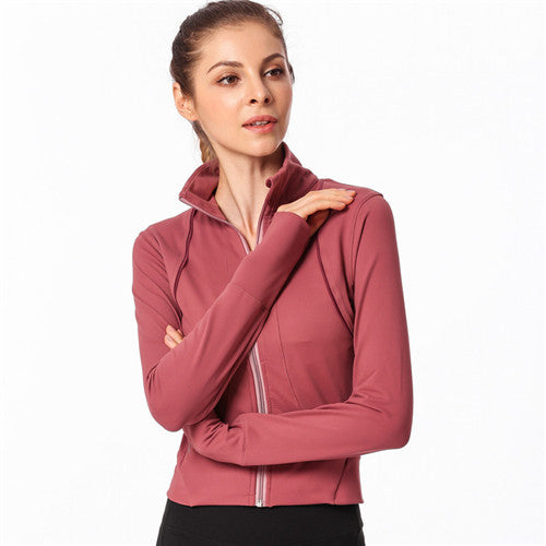 Women Running Jackets Sports Tops Stand Collar Autumn Winter Zipper Coat Gym Sportswear Fitness Training  Jogging Sports Jacket