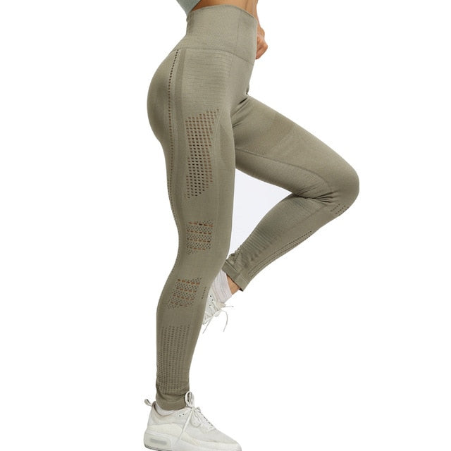 Women Seamless Yoga Sets Workout Clothes for Women Long Sleeve Crop Top Mesh Leggings Running Sport Suit Gym Clothing 2 Pieces