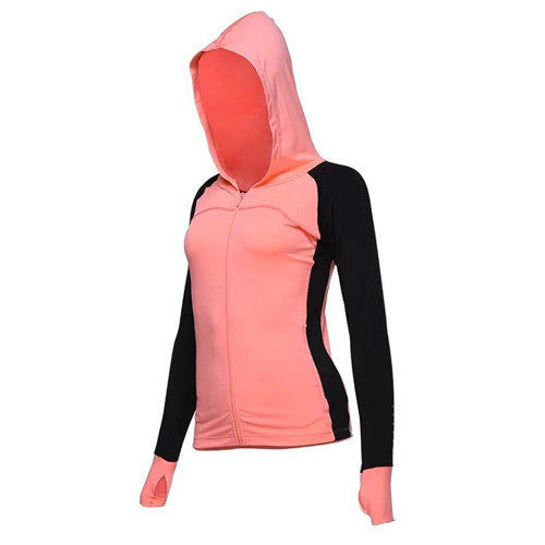 Hooded Women Yoga Shirts Gym Fitness Clothing Training Sports Tops Sportswear Long Sleeve Zipper Running Jackets Reflective XXL